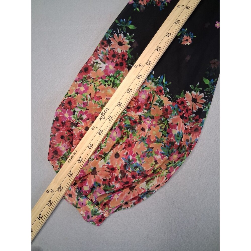Cabi Floral Sheer Blouse Sz M Black Pink Long Sleeve Boho Peasant Top - Picture 7 of 8